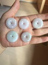 Load image into Gallery viewer, 23-26mm Type A 100% Natural light purple green yellow white Jadeite Jade Safety Guardian Button donuts Pendant group BP65
