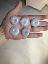 Load image into Gallery viewer, 23-26mm Type A 100% Natural light purple green yellow white Jadeite Jade Safety Guardian Button donuts Pendant group BP65
