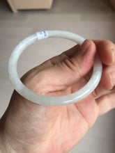 Load image into Gallery viewer, 54.5mm 100% natural Type A light green white slim round cut jadeite jade bangle AD106-8112
