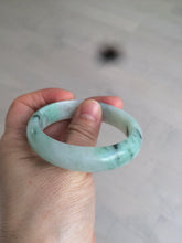 Load image into Gallery viewer, 48.5mm Certified Type A 100% Natural icy light green/white oval Jadeite Jade bangle K101-1696
