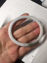 Load image into Gallery viewer, 53.5mm certified 100% natural light green white slim round cut oval jadeite jade bangle BL85-4662
