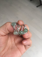 Load image into Gallery viewer, 100% natural type A icy watery green dark green four-prong jadeite jade ring group BP145
