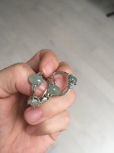 Load image into Gallery viewer, 100% natural type A icy watery green dark green four-prong jadeite jade ring group BP145
