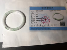 Load image into Gallery viewer, 55.6mm certified 100% natural white sunny green floating flowers slim round cut jadeite jade bangle BL86-4667
