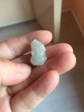 Load image into Gallery viewer, 100% natural type A icy watery jadeite jade green/white 3D PiXiu(貔貅) pendant necklace F160
