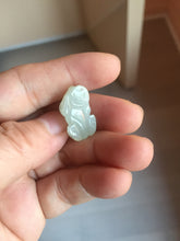 Load image into Gallery viewer, 100% natural type A icy watery jadeite jade green/white 3D PiXiu(貔貅) pendant necklace F160
