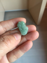 Load image into Gallery viewer, 100% natural type A icy watery jadeite jade green/white 3D PiXiu(貔貅) pendant necklace F160
