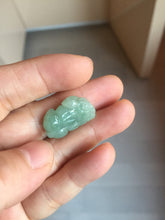 Load image into Gallery viewer, 100% natural type A icy watery jadeite jade green/white 3D PiXiu(貔貅) pendant necklace F160
