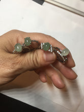 Load image into Gallery viewer, 100% natural type A icy watery green dark green four-prong jadeite jade ring group BP145
