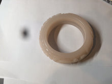 Load image into Gallery viewer, 56mm 100% natural light Pink carved Phoenix and Peony(凤穿牡丹) Quartzite (Shetaicui jade) bangle SY9
