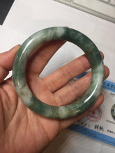 Load image into Gallery viewer, 59.5mm certified Type A 100% Natural dark green brown chubby round cut Jadeite Jade bangle BK141-5309
