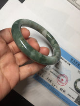 Load image into Gallery viewer, 59.5mm certified Type A 100% Natural dark green brown chubby round cut Jadeite Jade bangle BK141-5309
