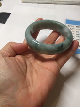 Load image into Gallery viewer, 53mm certified 100% natural Type A green white with green floating flowers chubby jadeite bangle PB241-9548
