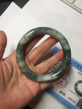 Load image into Gallery viewer, 59.5mm certified Type A 100% Natural dark green brown chubby round cut Jadeite Jade bangle BK141-5309
