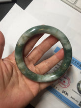 Load image into Gallery viewer, 59.5mm certified Type A 100% Natural dark green brown chubby round cut Jadeite Jade bangle BK141-5309
