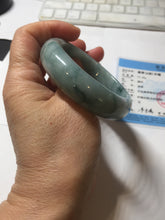 Load image into Gallery viewer, 53mm certified 100% natural Type A green white with green floating flowers chubby jadeite bangle PB241-9548
