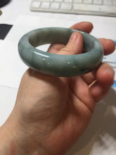 Load image into Gallery viewer, 53mm certified 100% natural Type A green white with green floating flowers chubby jadeite bangle PB241-9548
