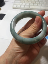 Load image into Gallery viewer, 53mm certified 100% natural Type A green white with green floating flowers chubby jadeite bangle PB241-9548
