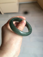 Load image into Gallery viewer, 52.5mm certified type A 100% Natural watery dark green/black oval Jadeite jade bangle BF77-1092
