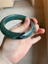 Load image into Gallery viewer, 55mm 100% Natural icy watery blue/black/gray Xiu Jade (Serpentine) bangle SY55
