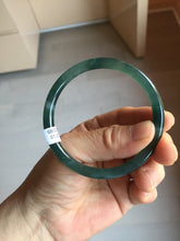 Load image into Gallery viewer, 54.3mm Certified Type A 100% Natural icy watery deep sea dark green/blue/gray/black slim round cut Guatemala Jadeite bangle AT99-2075
