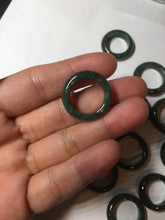 Load image into Gallery viewer, Size 2 1/2-8 100% natural type A oily dark green/black jadeite jade band ring AX158
