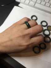 Load image into Gallery viewer, Size 2 1/2-8 100% natural type A oily dark green/black jadeite jade band ring AX158
