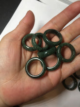 Load image into Gallery viewer, Size 2 1/2-8 100% natural type A oily dark green/black jadeite jade band ring AX158
