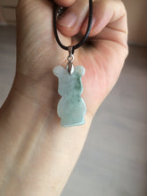 Load image into Gallery viewer, Type A 100% Natural light green jadeite jade cute baby bear pendant BG44
