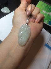 Load image into Gallery viewer, Certified type A 100% Natural icy watery green Jadeite Jade leaf pendant BH59-4-2608
