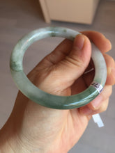 Load image into Gallery viewer, 54.6mm certified 100% natural type A icy watery dark green/gray round cut jadeite jade bangle BL9-9870
