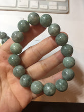 Load image into Gallery viewer, 13mm 100% natural type A dark green gray jadeite jade beads bracelet group BP146
