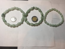 Load image into Gallery viewer, 100% natural type A icy watery light green olive shape(LU LU TONG) beads jadeite jade bracelet group BP147
