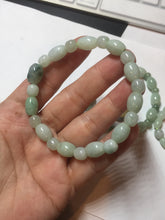 Load image into Gallery viewer, 100% natural type A icy watery light green olive shape(LU LU TONG) beads jadeite jade bracelet group BP147
