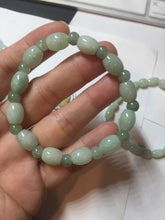 Load image into Gallery viewer, 100% natural type A icy watery light green olive shape(LU LU TONG) beads jadeite jade bracelet group BP147
