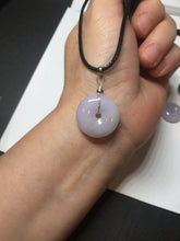 Load image into Gallery viewer, Type A 100% Natural light purple white Jadeite Jade Safety Guardian Button donuts Pendant group BP55
