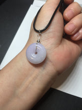 Load image into Gallery viewer, Type A 100% Natural light purple white Jadeite Jade Safety Guardian Button donuts Pendant group BP55
