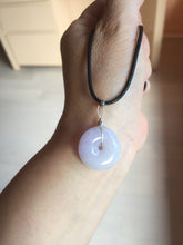 Load image into Gallery viewer, Type A 100% Natural light purple white Jadeite Jade Safety Guardian Button donuts Pendant group BP55
