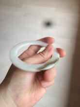 Load image into Gallery viewer, 53mm certified Type A 100% Natural white/brown flat style Jadeite jade bangle C89-4
