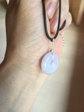 Load image into Gallery viewer, Type A 100% Natural light purple white Jadeite Jade Safety Guardian Button donuts Pendant group BP55
