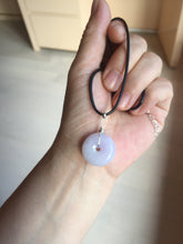 Load image into Gallery viewer, Type A 100% Natural light purple white Jadeite Jade Safety Guardian Button donuts Pendant group BP55
