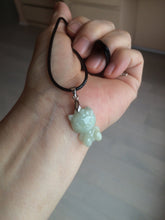 Load image into Gallery viewer, Type A 100% Natural light green jadeite jade cat kitty pendant BG43
