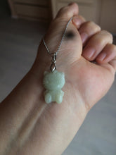 Load image into Gallery viewer, Type A 100% Natural light green jadeite jade cat kitty pendant BG43
