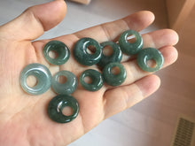 Load image into Gallery viewer, 100% natural Type A dark green blue gray Guatemala jadeite safety Guardian ring pendant PD12
