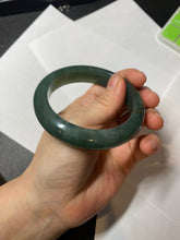 Load image into Gallery viewer, 55mm 100% Natural icy watery blue/black/gray Xiu Jade (Serpentine) bangle SY55
