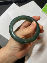 Load image into Gallery viewer, 55mm 100% Natural icy watery blue/black/gray Xiu Jade (Serpentine) bangle SY55
