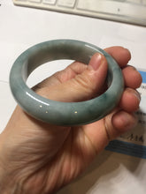Load image into Gallery viewer, 54mm certified 100% natural Type A green white with green floating flowers chubby jadeite bangle PB245-9551
