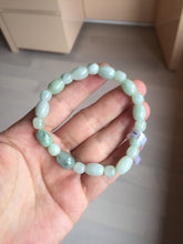 Load image into Gallery viewer, 100% natural type A icy watery light green olive shape(LU LU TONG) beads jadeite jade bracelet group BP147
