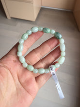 Load image into Gallery viewer, 100% natural type A icy watery light green olive shape(LU LU TONG) beads jadeite jade bracelet group BP147
