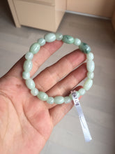 Load image into Gallery viewer, 100% natural type A icy watery light green olive shape(LU LU TONG) beads jadeite jade bracelet group BP147
